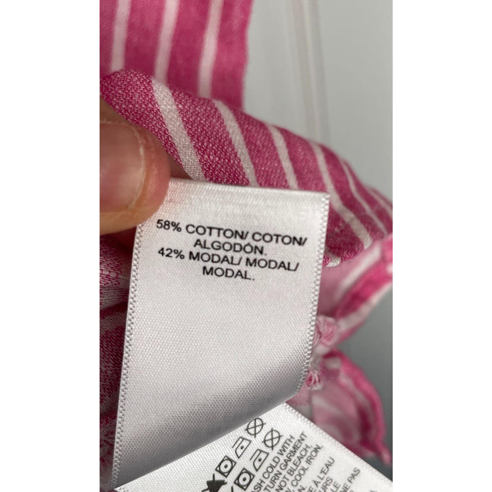 NWT Lucky Brand Women's Cotton Modal Button Down Short Sleeve Blouse Sz L Stripe - Picture 12 of 13